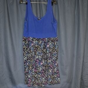 Torrid Blue and Black Floral Midi Dress